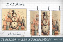 Snowman 20 oz skinny tumbler, Christmas holiday tumbler Product Image 1