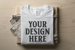 White Folded Bella Canvas 3001 Flat Lay T-Shirt Mockup Product Image 1