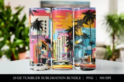 Miami Pop Art 20 oz Skinny Tumbler Sublimation Design Product Image 1