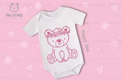 Little Bear with Flowers Crown Svg , Baby Bear Cut File, Ted Product Image 6
