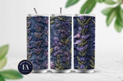 Embroidered Denim Digital Paper| Floral Denim Pattern Product Image 2