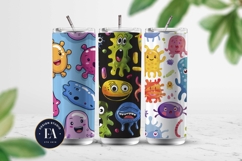 Cute baby monster Digital Paper | Spooky Bacteria Pattern Product Image 2