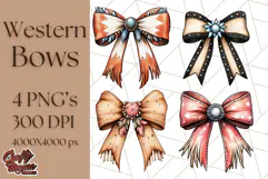 Western Style Bow PNG, Cute Cowboy, Cowgirl Coquette Png Product Image 1