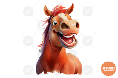 Funny Farm Animals Watercolor PNG | Cow Pig Rooster Horse Product Image 1