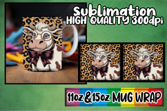 Refreshing moments sublimation mug wrap, Cute Cow Product Image 1