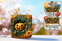 Stylish 11oz Mug Wrap Png Design , 3D Pumpkin Product Image 1