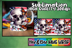 Wonderful morning sublimation 11oz 15oz mug wrap, Skull USA Product Image 1