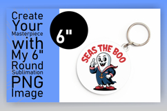 Whimsical Circle Design Keychain Template , Funny Ghost Product Image 1