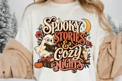 Spooky Stories and Cozy Nights PNG, Halloween Ghost Reading Product Image 2