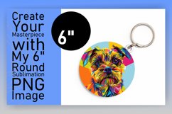 Artistic Colorful Dog Round Design Keychain Sublimation Product Image 1