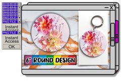 Blossom Reflections: Round Sublimation Splash Keychain PNG Product Image 1