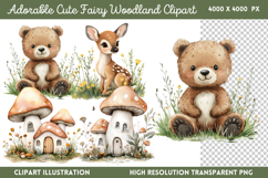 Adorable Cute Fairy Woodland Clipart Bundle PNG Product Image 8