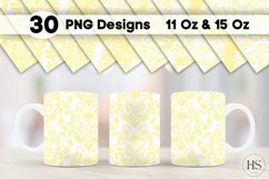 30 Yellow Damask Pattern Mug Sublimation PNG Bundle Product Image 1