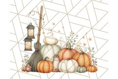 Watercolor Halloween Cottage Clipart, Ghosts &amp; Pumpkins Png Product Image 2