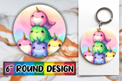 Blissful Round Keychains Sublimation PNG, Cute Animals Product Image 1
