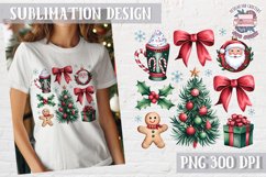 Christmas Coquette Bow PNG Holidays Funny Watercolor Product Image 1