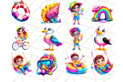 Bright Summer PNG Clipart, Printable Beach Graphics Product Image 6