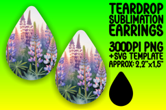 Trendy Teardrop Earrings Template for Crafts , Flowers Product Image 1