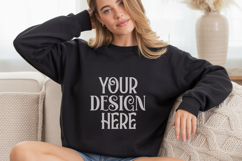 Black Gildan 18000 Sweatshirt Mockup,G18000 Crewneck Sweatsh Product Image 1