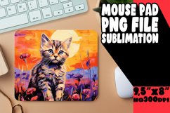 Cute Floral Kitty Mouse Pad for Sublimation PNG Product Image 1