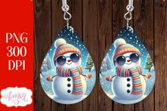 Christmas teardrop earring PNG, Cute Snowman earring PNG Product Image 4
