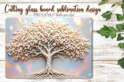 3d Pearl &amp; Gold Tree glass kitchen cutting board design png Product Image 1