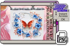 3D Spring Blooms Tumbler Wrap - 20oz Butterfly Art Product Image 1