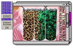Luxe Glitter &amp; Leopard Glamour Tumbler Sleeves - 20oz Product Image 1
