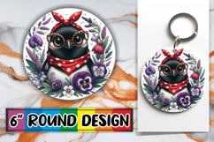 Cheerful Keychain Round Design PNG, Cute Animals Product Image 1