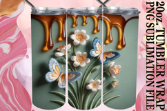 Vibrant Hearts 20oz tumbler wrap, 3D Flowers Product Image 1