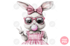 Coquette Easter Bow Bunny Sublimation PNG Product Image 1