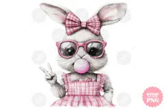 Coquette Easter Bow Bunny Sublimation PNG Product Image 1