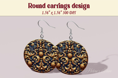 Vintage pattern earrings |Luxury Round Earring sublimation Product Image 1