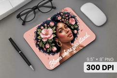Afro Girl / Woman braided hair Mouse Pad, Black Queen PNG Product Image 1