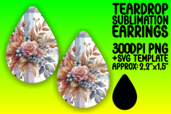 Unique Teardrop Earrings Design PNG , Autumn Flower Product Image 1