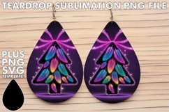 Radiant TEARDROP Earrings Gift PNG, Neon Xmas Product Image 1