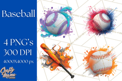 Baseball Clipart PNG with Team Color Paint Splash Background Product Image 1
