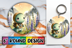 Enchanted Keychain Round Sublimation, Cute Dino Product Image 1