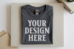 Charcoal Gildan 5000 Flat Lay Tshirt Mockup, G5000 mockup Product Image 1