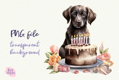 Dog Birthday Cake Watercolor Clipart PNG Product Image 1
