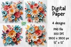 Floral Digital Paper | PNG Background | Wall | Mug | Tumbler Product Image 1