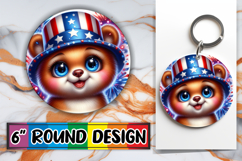 Playful Circle Keychain Sublimation, USA Animals Product Image 1