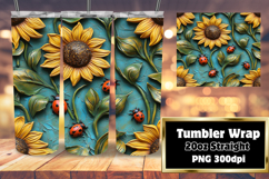 Inspired 20oz Tumbler Wrap Template , 3D Flower Product Image 1