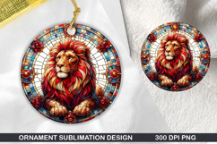 Lion Stained Glass Ornament PNG, Sublimation PNG Design Product Image 1