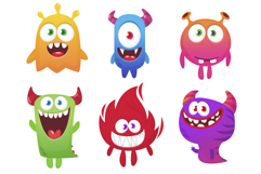 Happy cartoon monsters set with different face expressions Product Image 1