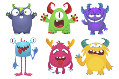 Happy cartoon monsters set with different face expressions Product Image 1