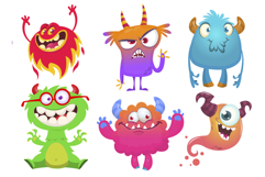 Happy cartoon monsters set with different face expressions Product Image 1