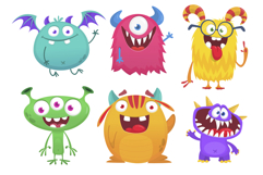 Happy cartoon monsters set with different face expressions Product Image 1