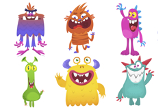 Happy cartoon monsters set with different face expressions Product Image 1