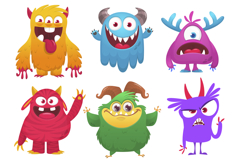 Happy cartoon monsters set with different face expressions Product Image 1
